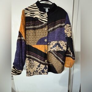 Vintage Indigo Patchwork Moon Black and Tan Jacket/Blazer